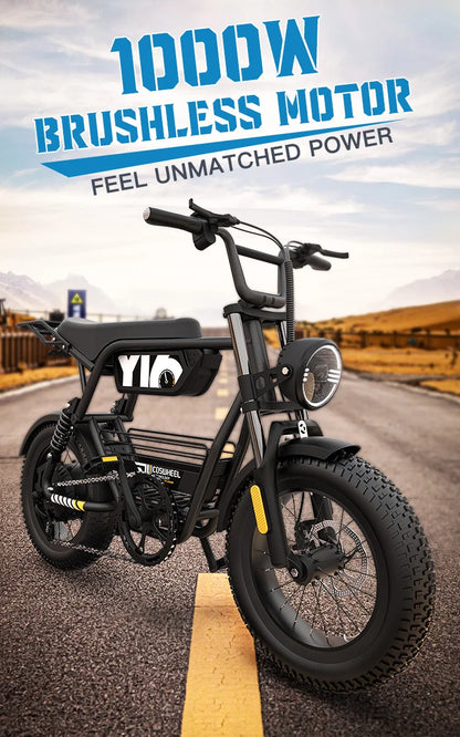 1Coswheel Electric Bike1000W 48V 15AH Commuting E bike Y16 Fat Tire E-Bike Mountain Electric Bike Adult Off-Road Electric bicycle