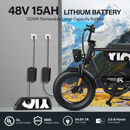 1Coswheel Electric Bike1000W 48V 15AH Commuting E bike Y16 Fat Tire E-Bike Mountain Electric Bike Adult Off-Road Electric bicycle