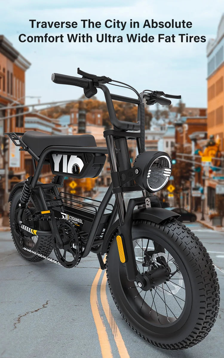 1Coswheel Electric Bike1000W 48V 15AH Commuting E bike Y16 Fat Tire E-Bike Mountain Electric Bike Adult Off-Road Electric bicycle